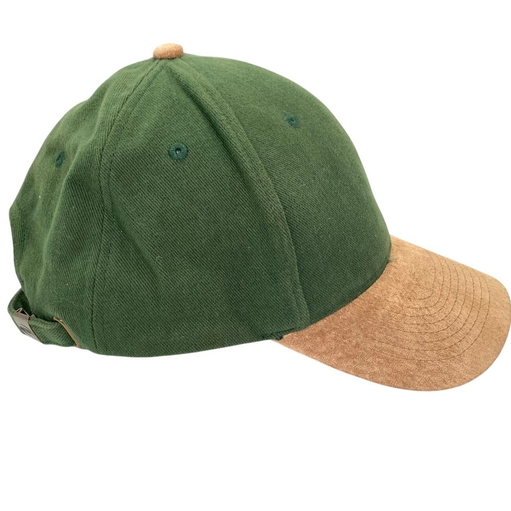 Forest Green Dad Cap Faux Suede Brim Adjustable Workwear Hat Toppers Brass